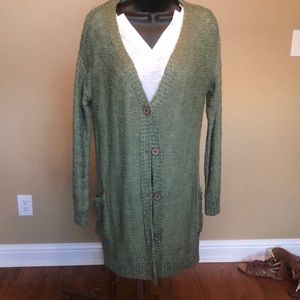 Forest green button up cardigan